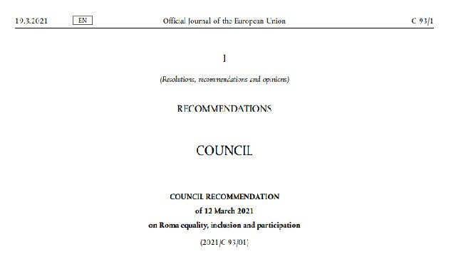 European Recommendation on Roma equality, inclusion and participation for the next decade now approved